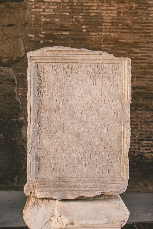 A stone slab with writing on it