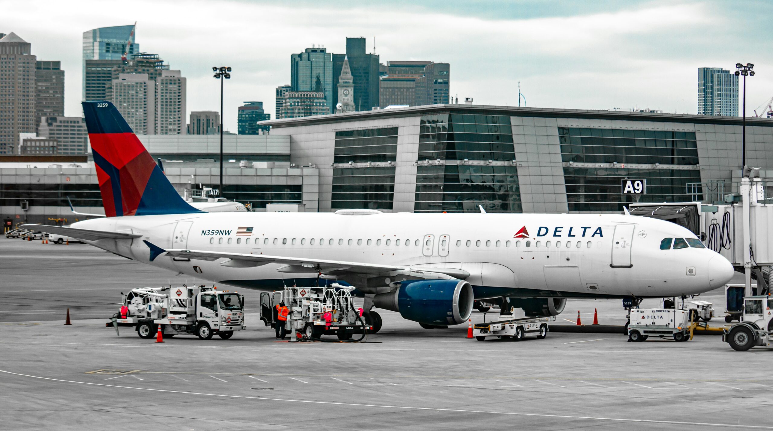 Delta Air Lines plane at airport.