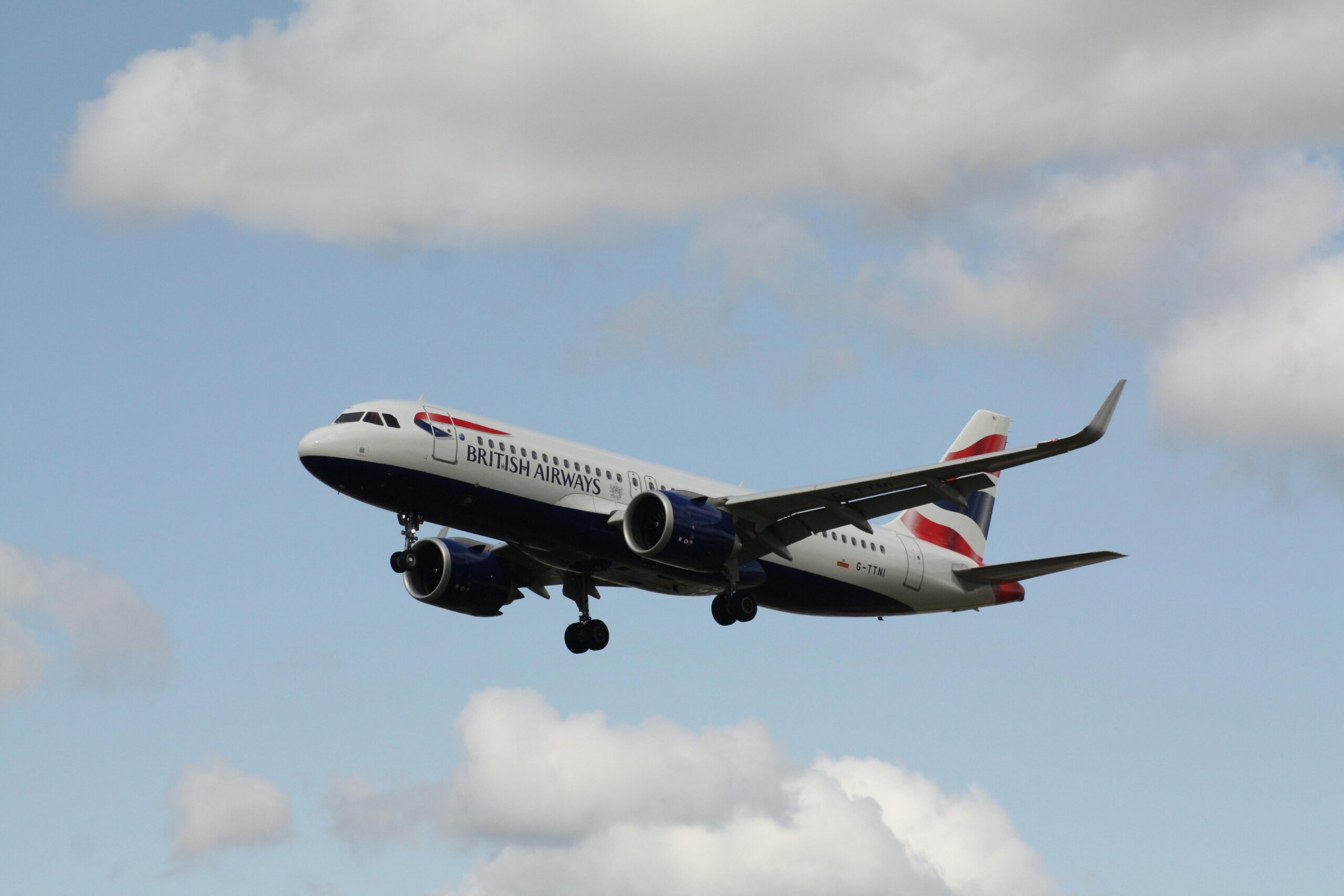 British Airways plane in the sky.