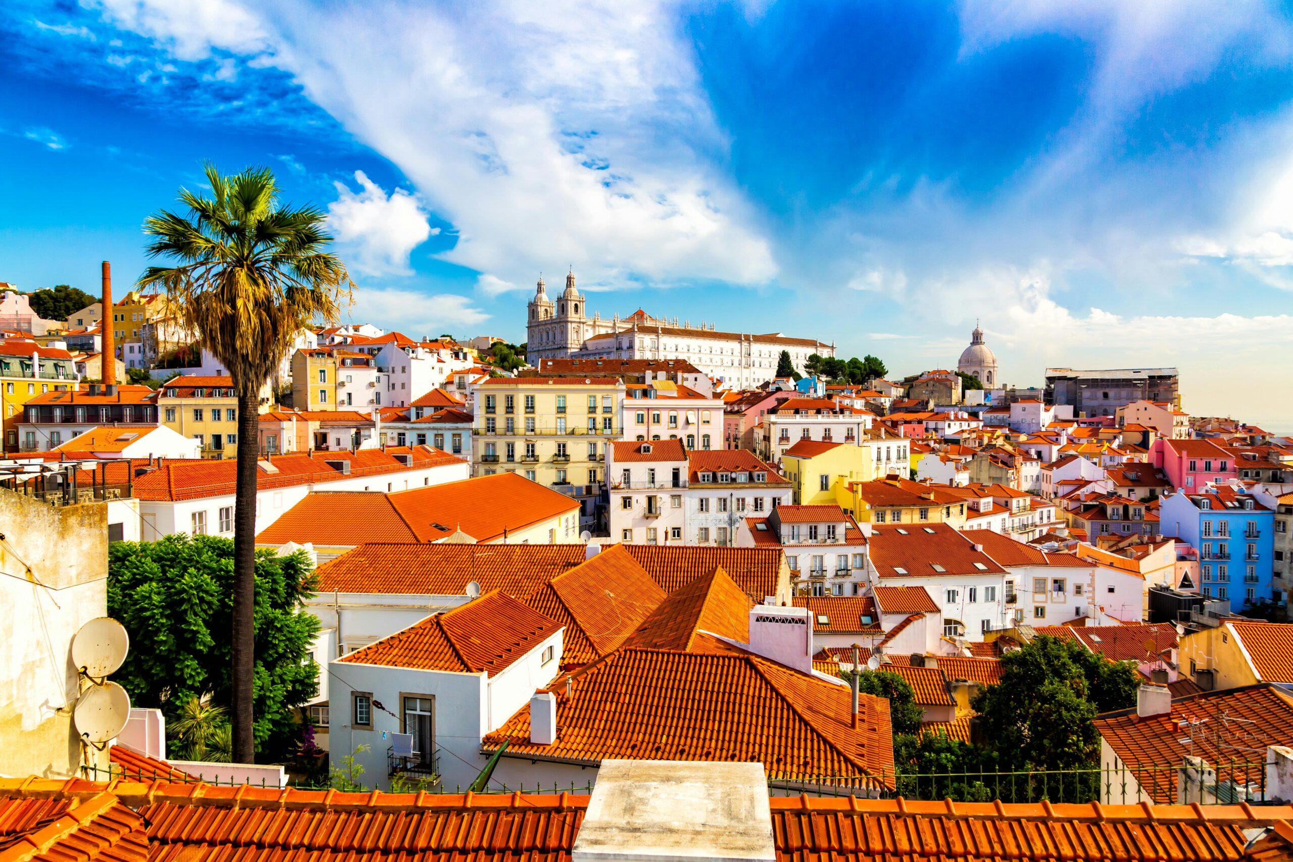 Alfama old town district in Lisbon Portugal.