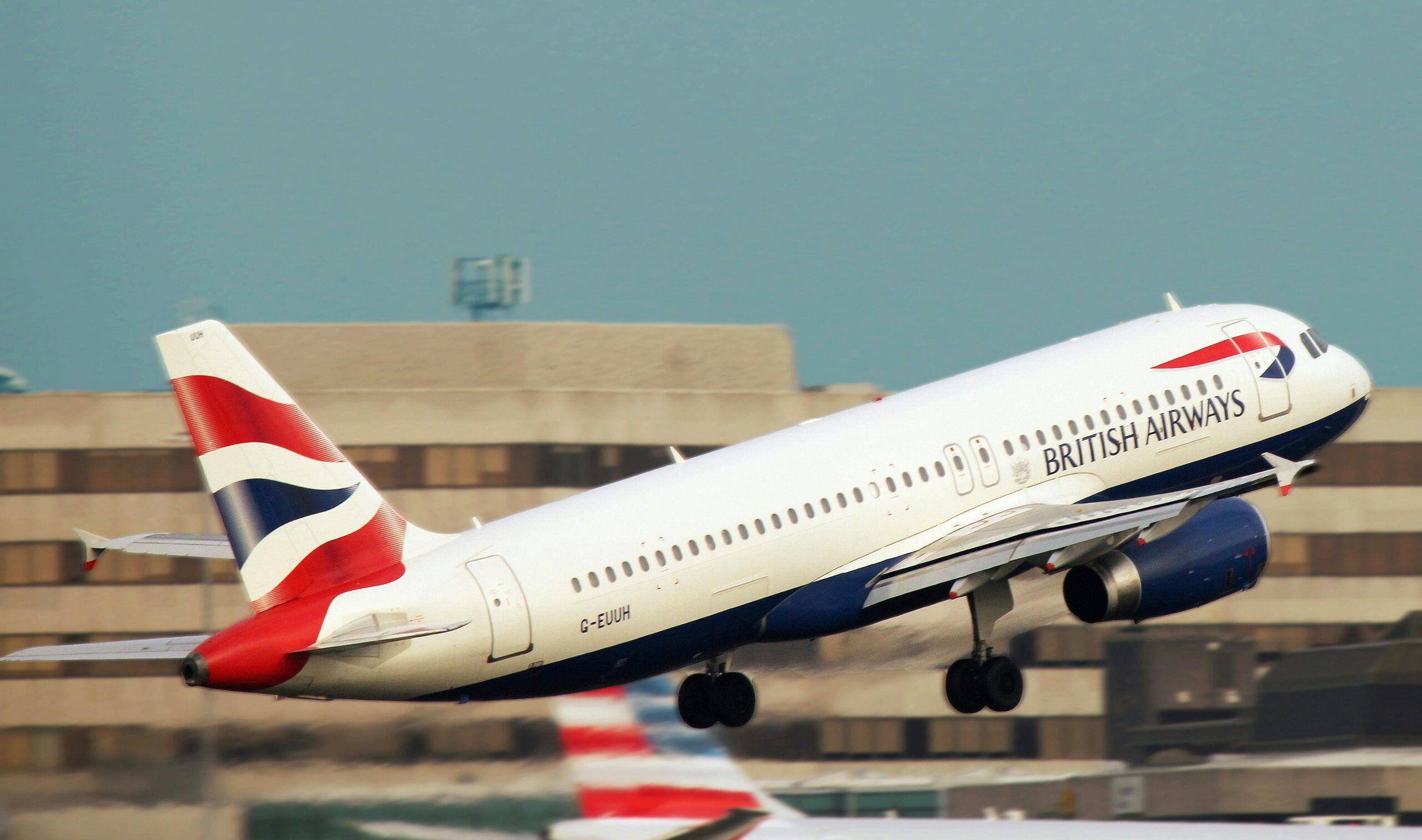 British Airways taking off the runway.