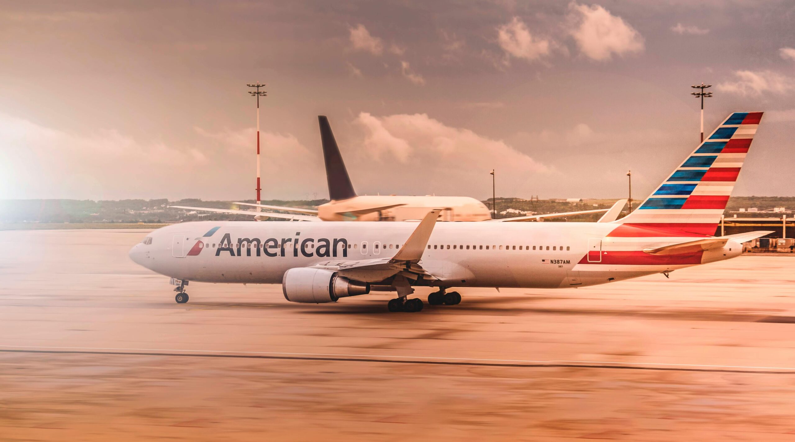 American Airlines airplane parked on airport.