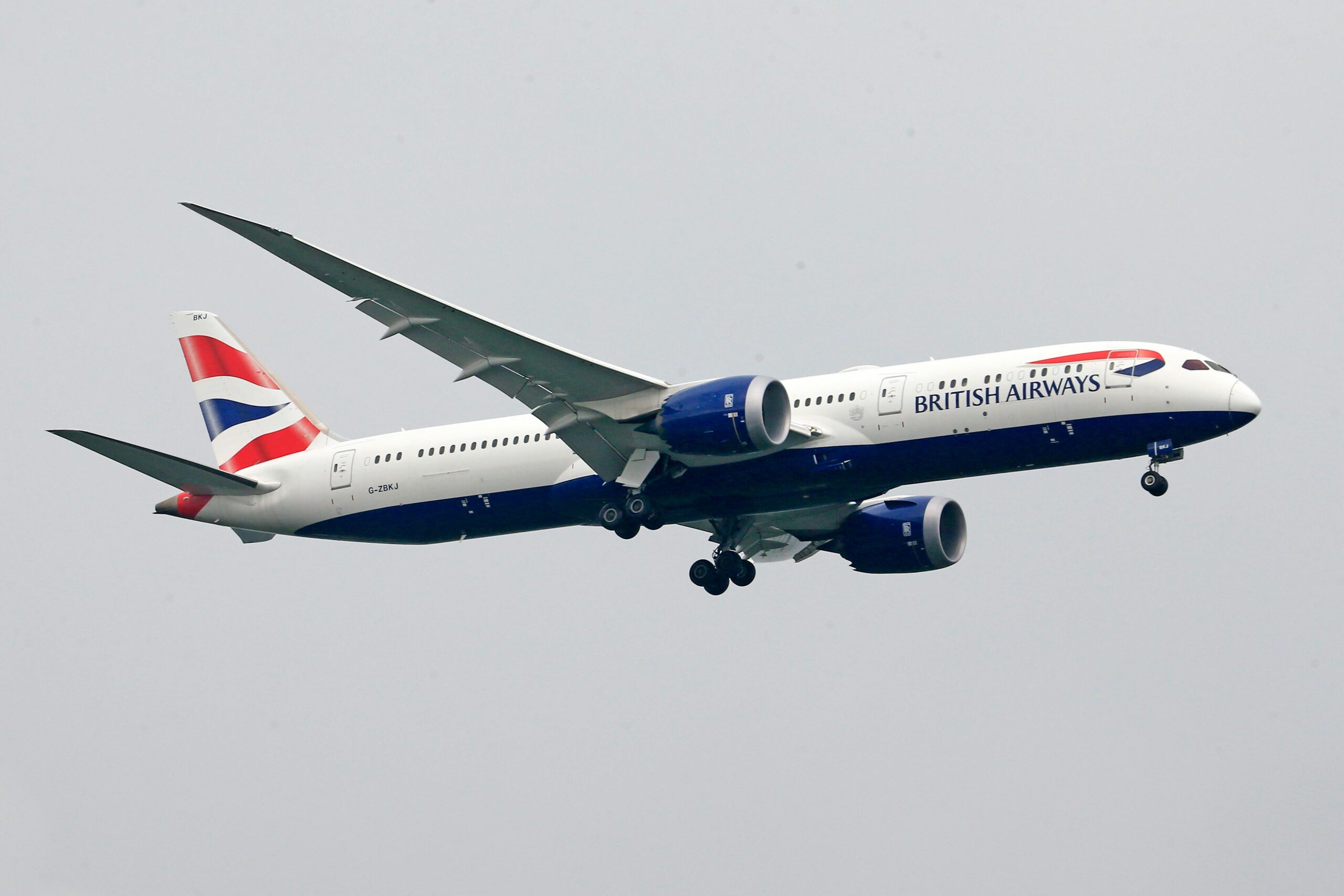 British Airways airplane flying.