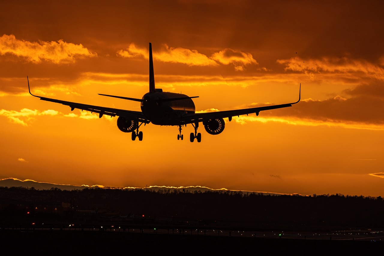 Airplane in the sky.