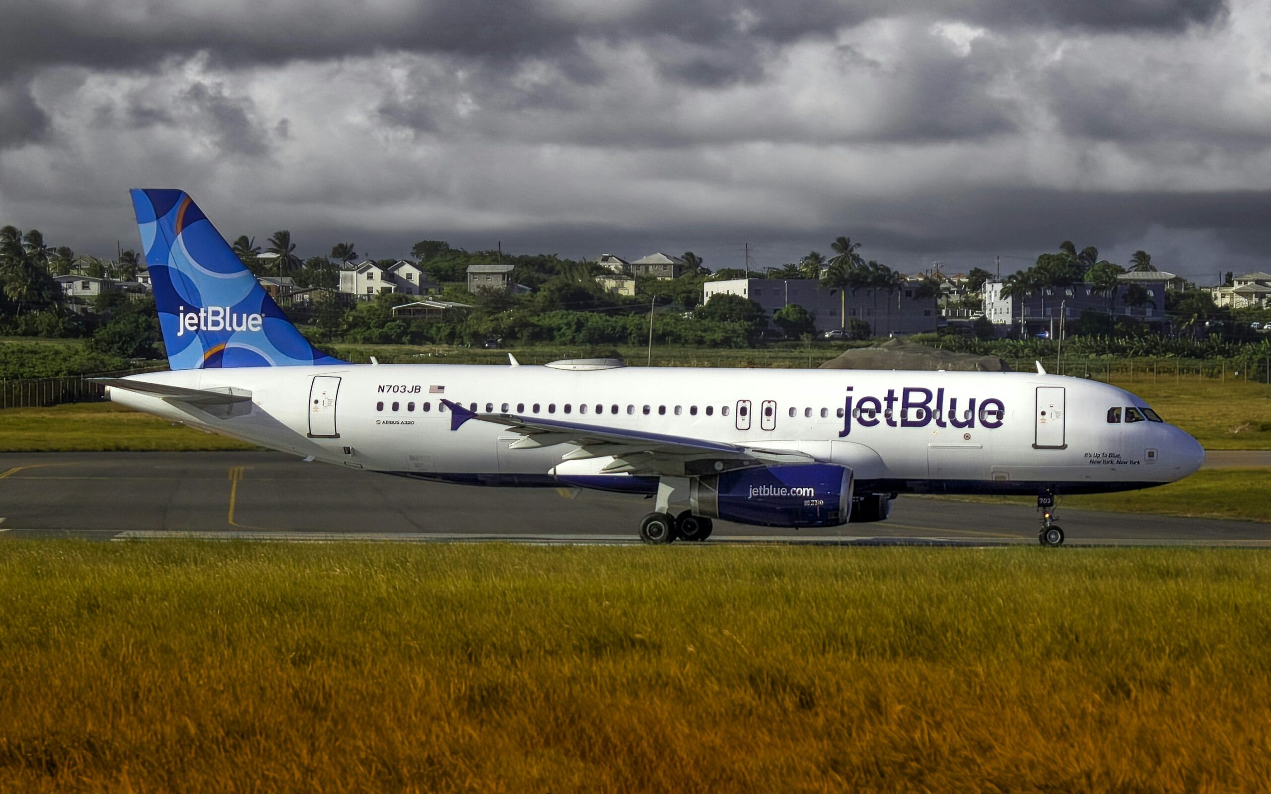 JetBlue Airplane is on the runway.