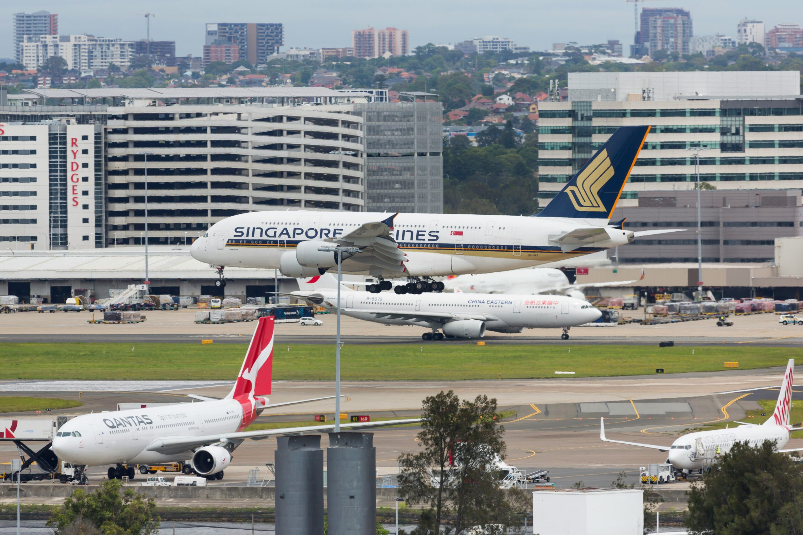 Singapore Airlines plane on the airport.