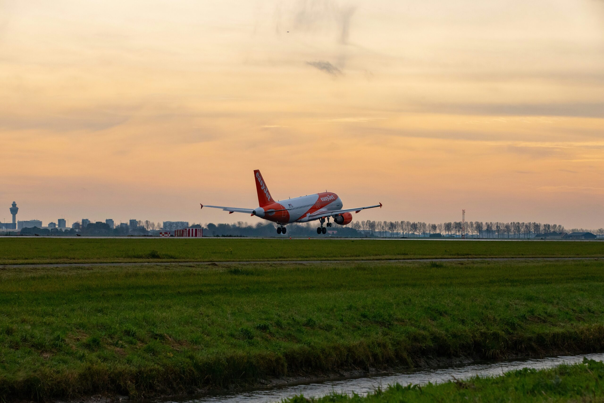 easyJet plane taking off from runway.