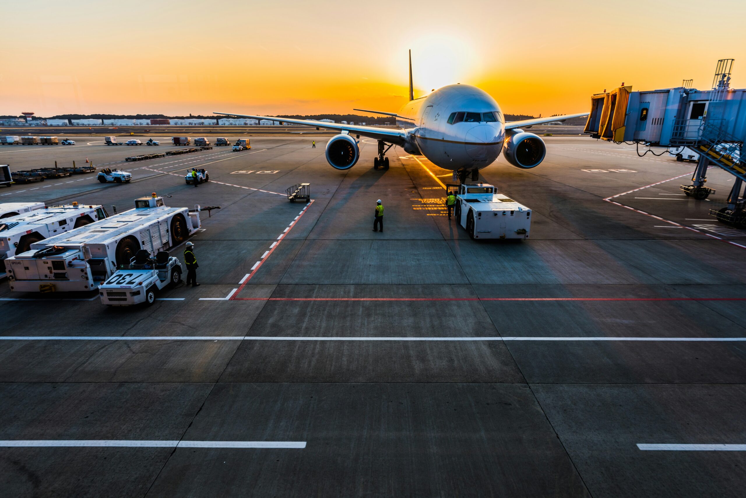 Airplane at airport parking.