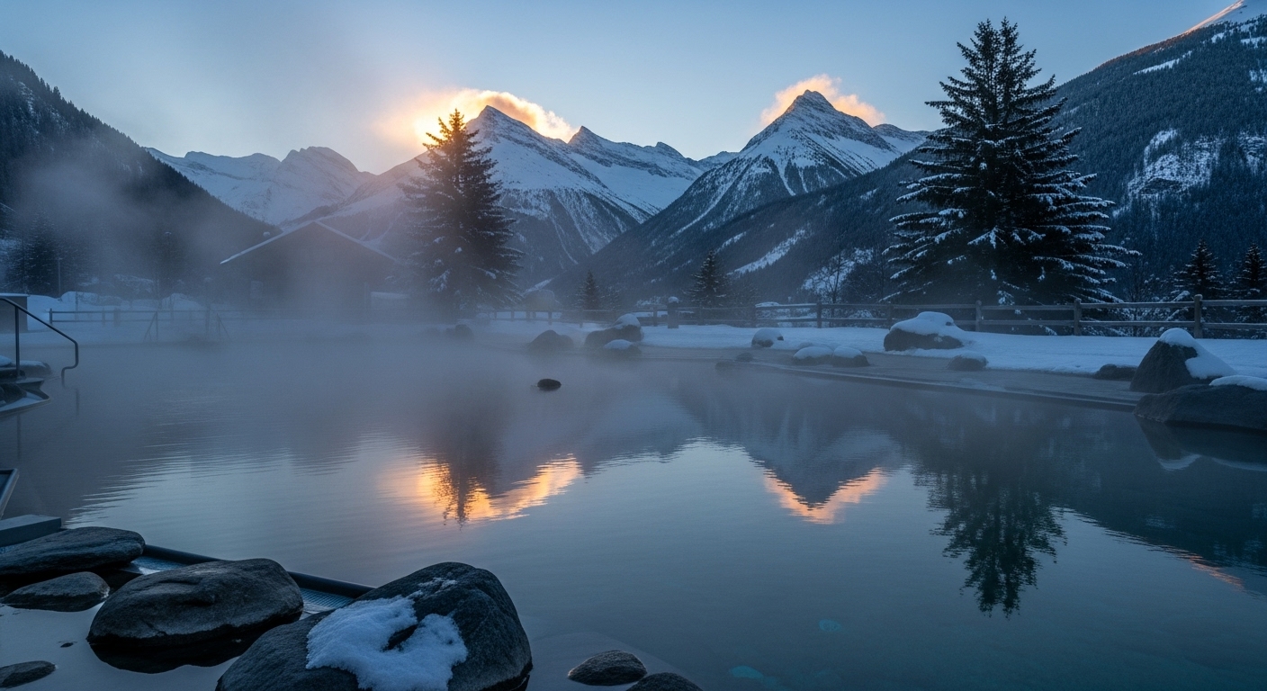 Relax in Alpine Thermal Pools High Above the Valley