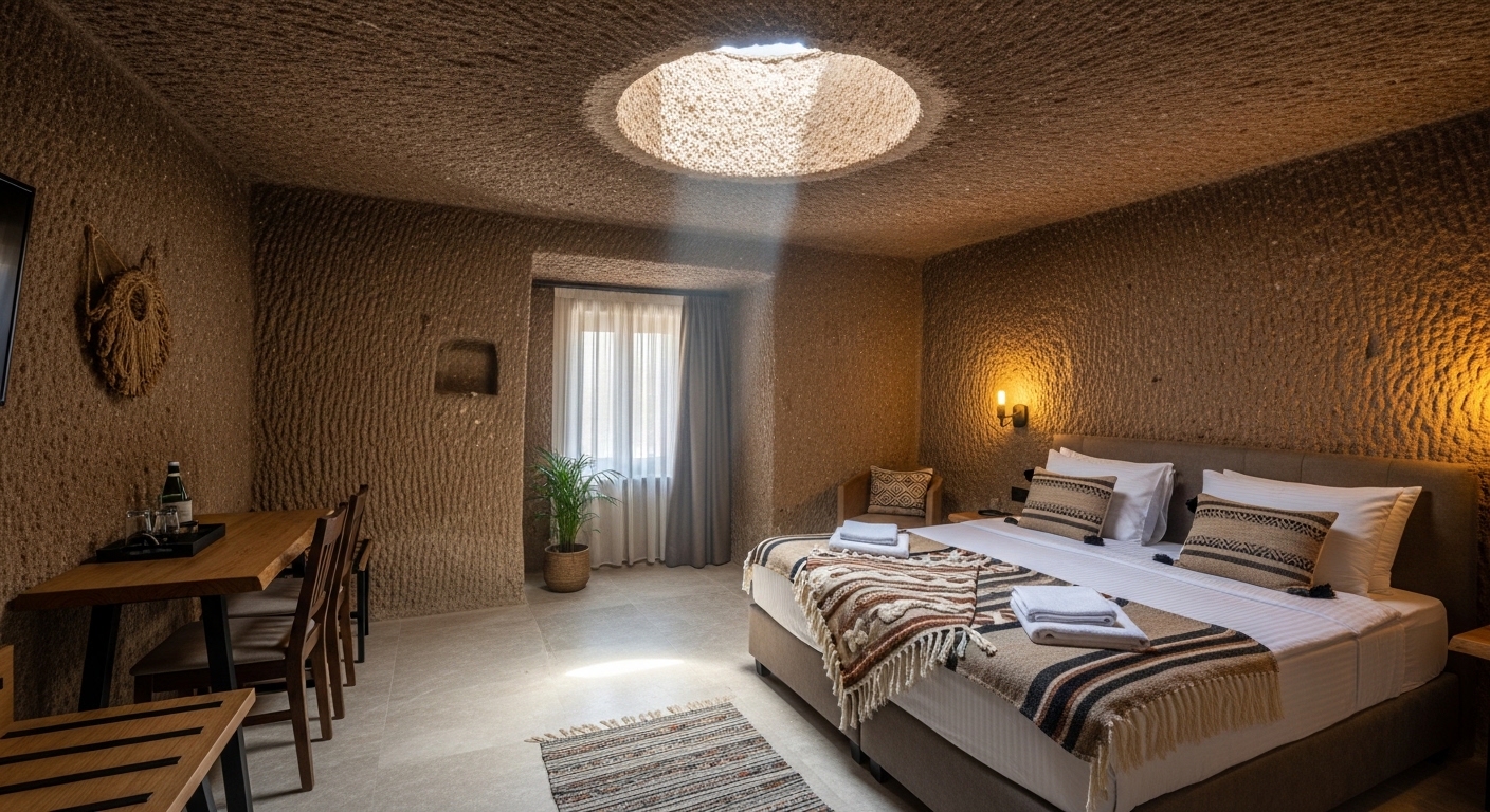 Cave Hotels With Skylight Chimneys