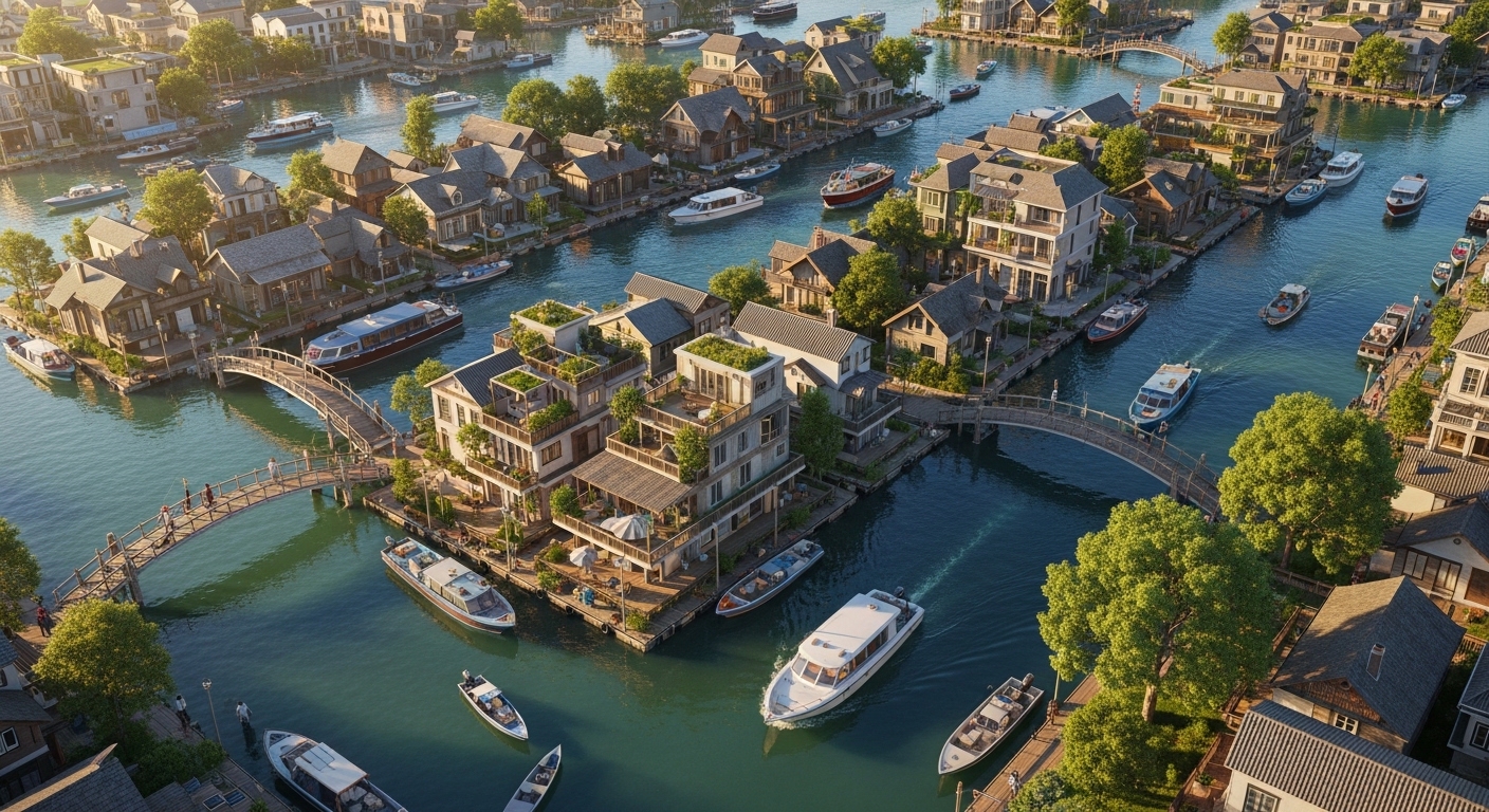 Boardwalk Cities Built Over Marsh—No Streets Required