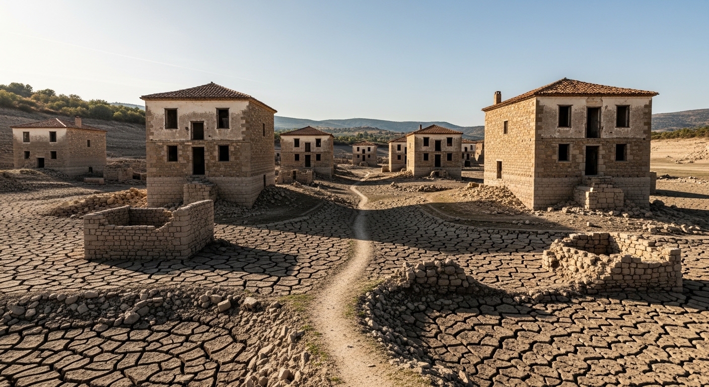 Sunken Villages Revealed in Dry Season
