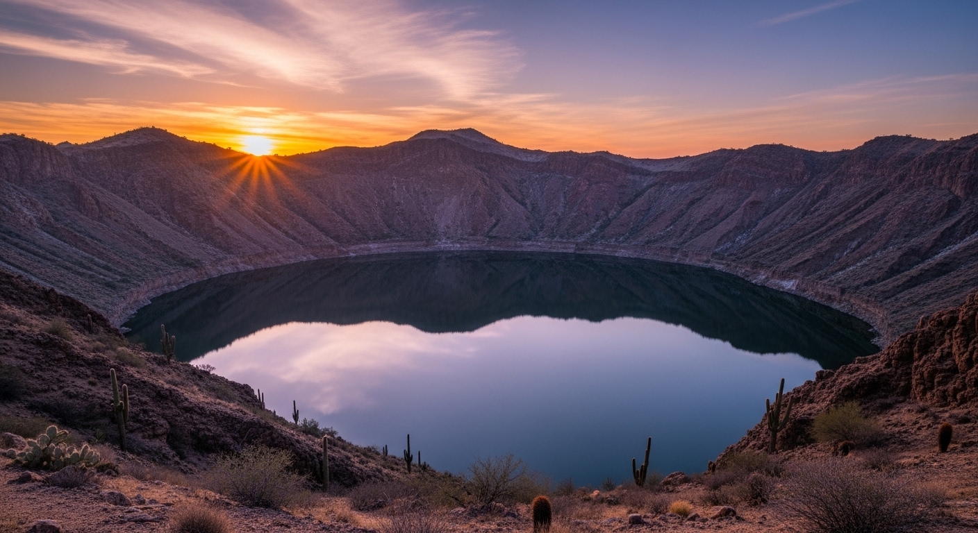 Desert Crater Lakes With Mirror Mornings