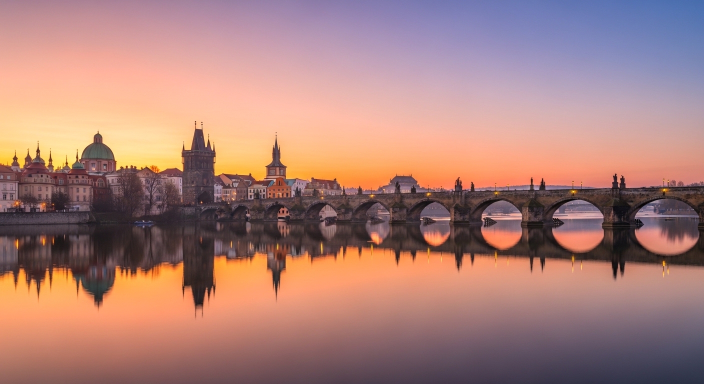 River Bend Cities With Mirror-Lake Dawn Views