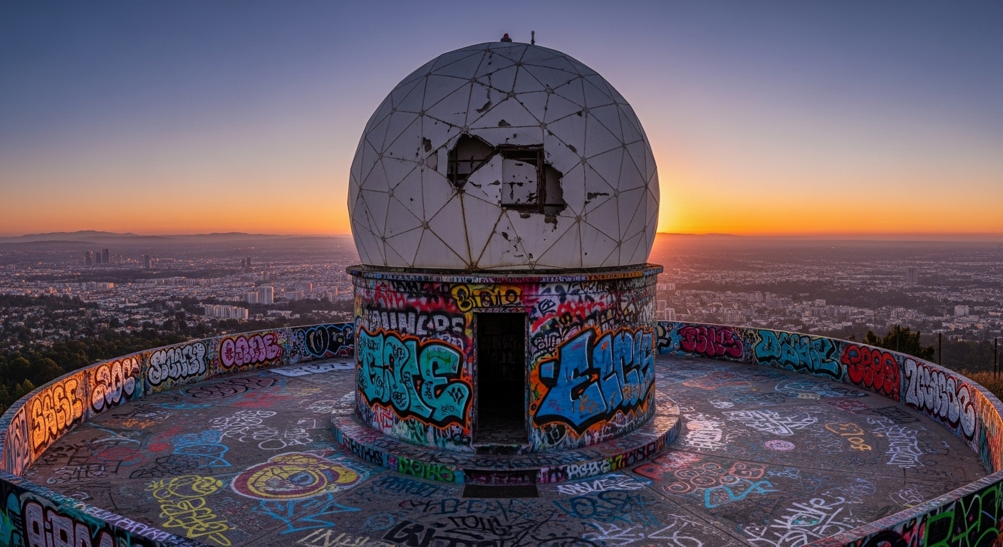 Abandoned radar domes turned art lookouts