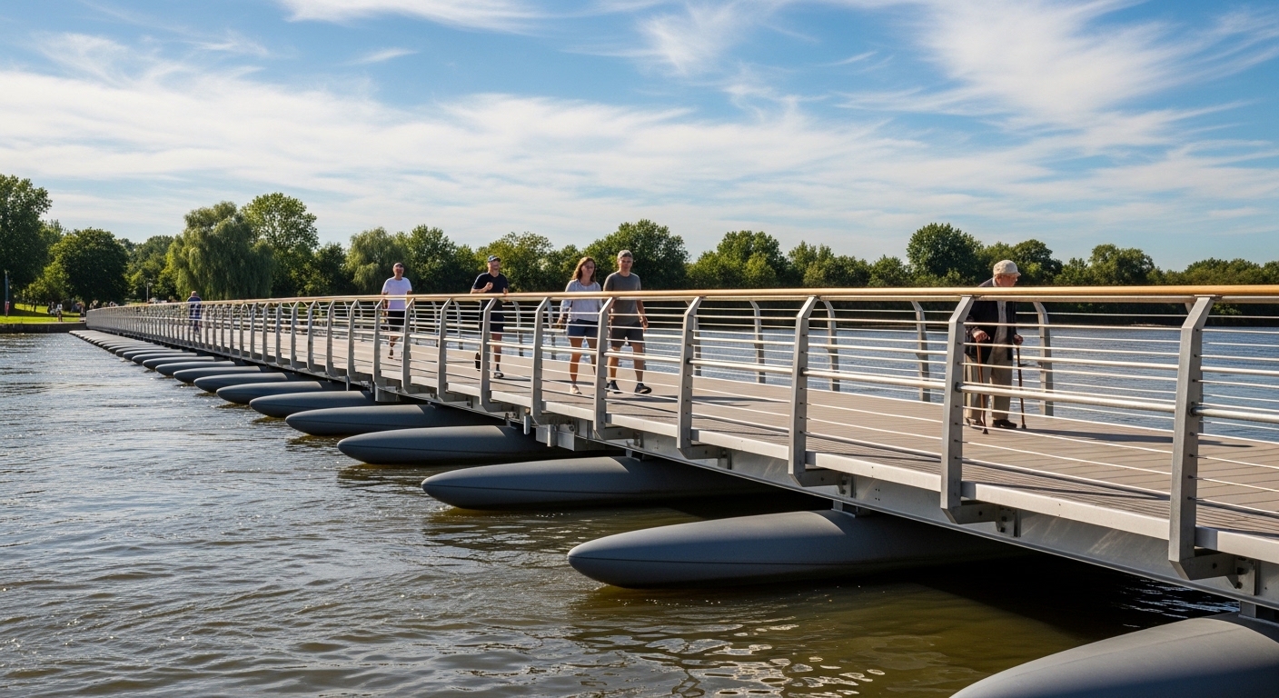 Floating Footbridges That Drift With Currents