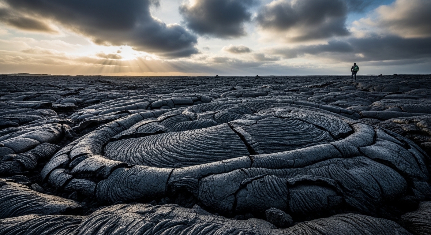 Lunar Landscape Hikes on Solidified Lava Waves